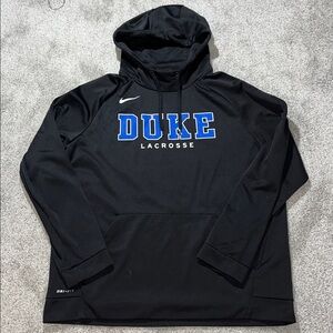 Nike Black Duke Blue Devils LAX Lacrosse High Neck Hooded Hoodie Sweatshirt XL